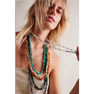 Free People Single strand Beaded Necklace NWT Purple